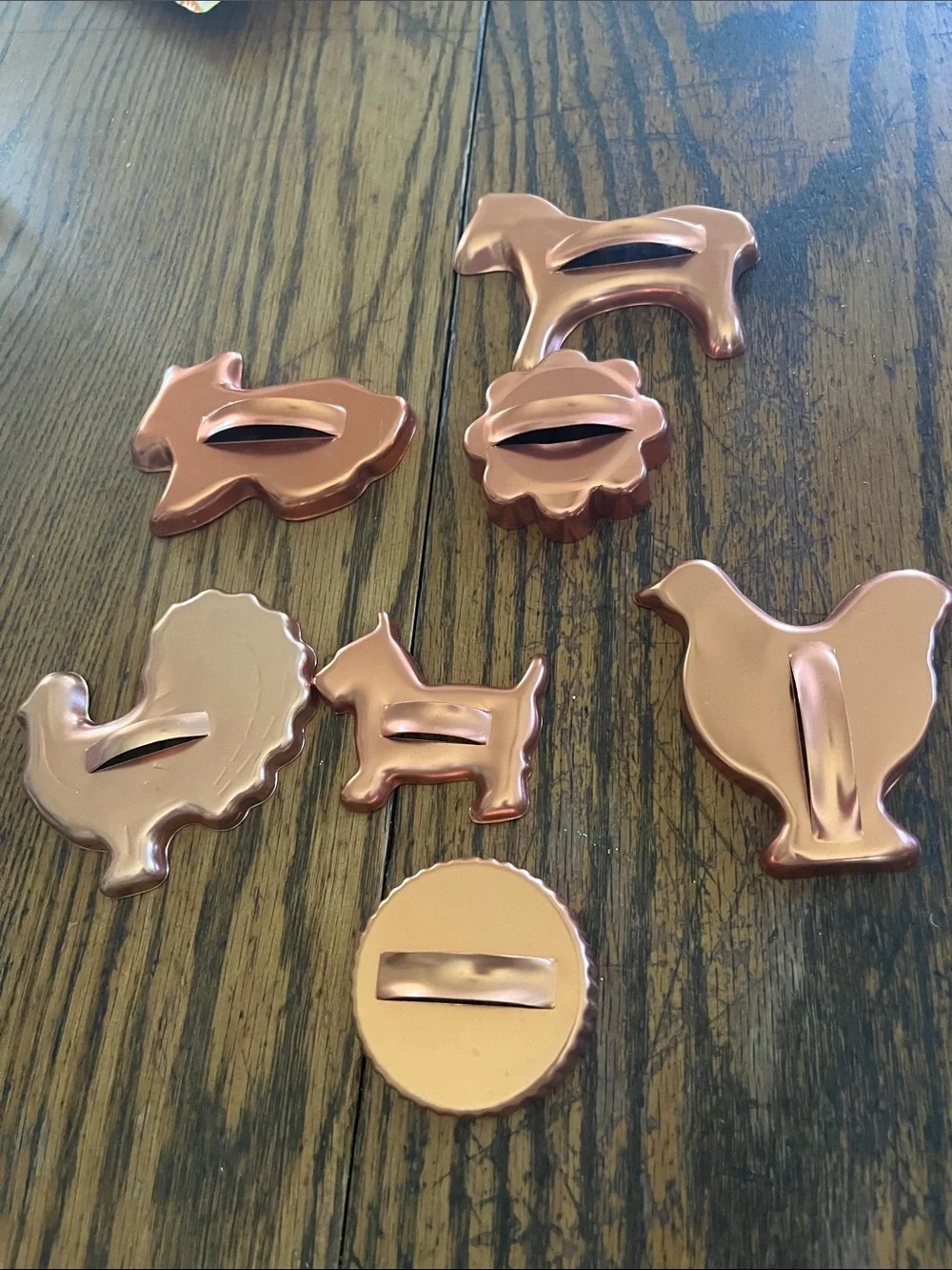 Vintage Copper Tone Metal Cookie Cutters - Animal Shapes